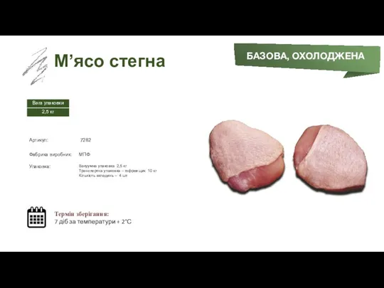 Заморожений суп БАЗОВА, ОХОЛОДЖЕНА М’ясо стегна Термін зберігання: 7 діб за температури + 2°С