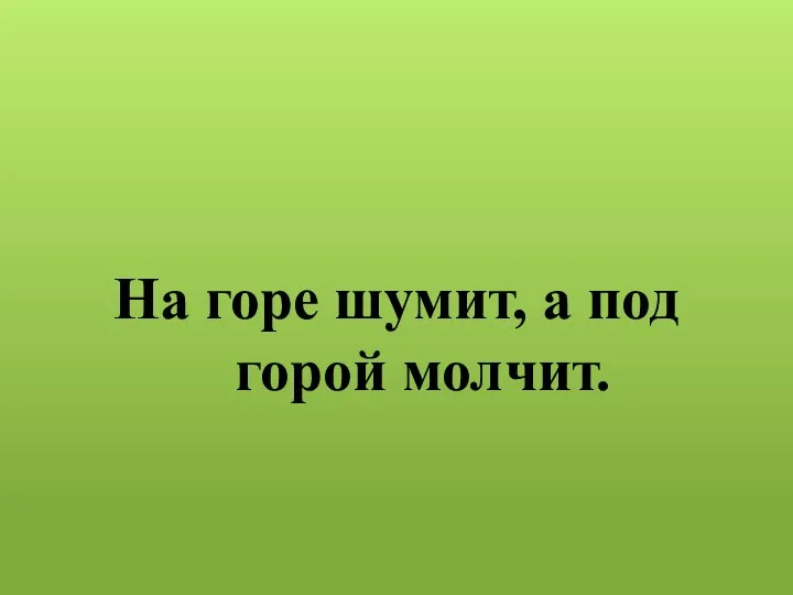 На горе шумит, а под горой молчит.