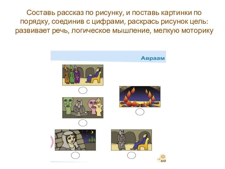 Составь рассказ по рисунку, и поставь картинки по порядку, соединив с цифрами,