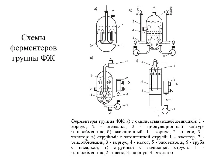 Схемы ферментеров группы ФЖ