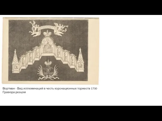 Вортман - Вид иллюминаций в честь коронационных торжеств 1730 Гравюра резцом