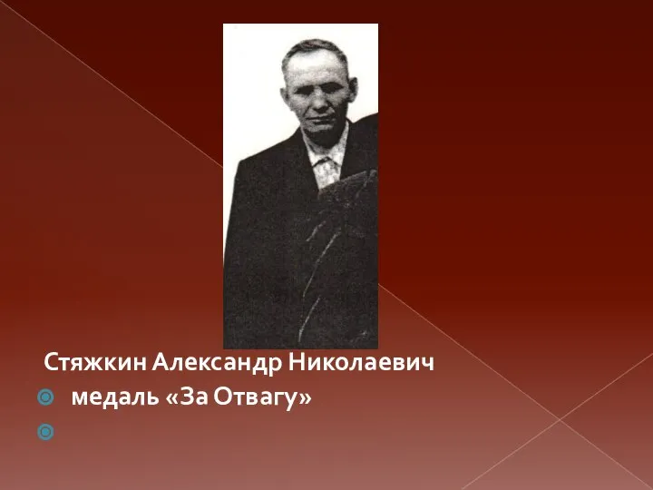 Стяжкин Александр Николаевич медаль «За Отвагу»