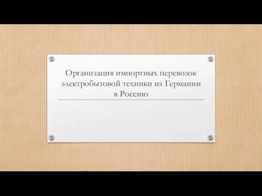 Организация импортных перевозок электробытовой техники из Германии в Россию