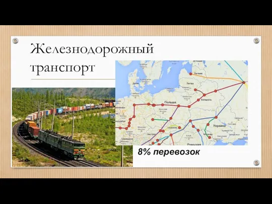 Железнодорожный транспорт 8% перевозок