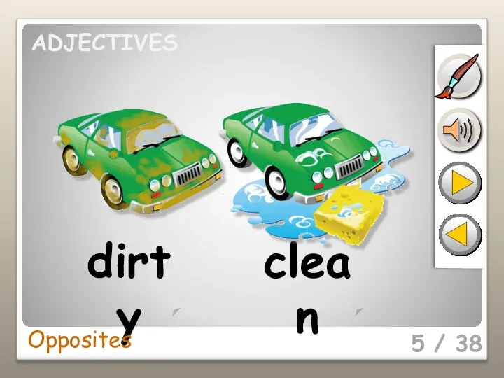 5 / 38 clean dirty Opposites ADJECTIVES