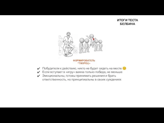 ИТОГИ ТЕСТА БЕЛБИНА Побудители к действию, никто не будет сидеть на месте