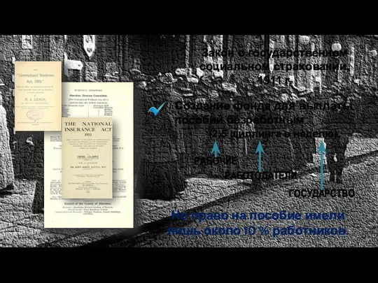 Закон о государственном социальном страховании, 1911 г. Создание фонда для выплаты пособий