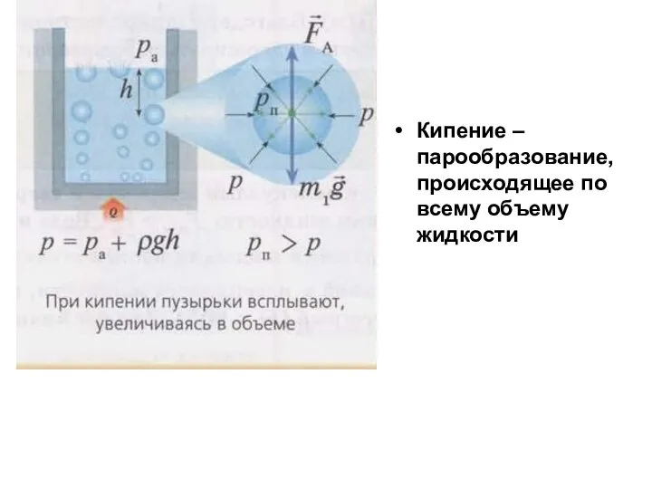 Кипение – парообразование, происходящее по всему объему жидкости