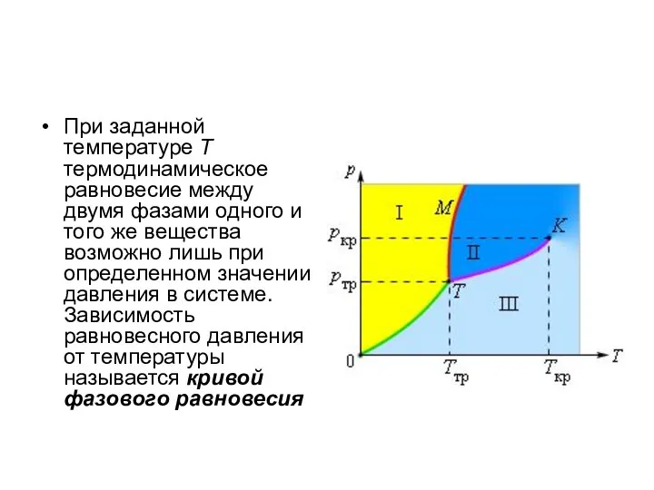 При заданной температуре T термодинамическое равновесие между двумя фазами одного и того