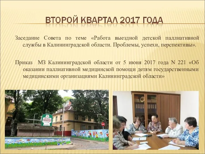 Заседание Совета по теме «Работа выездной детской паллиативной службы в Калининградской области.