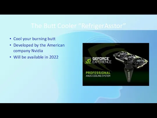 The Butt Cooler “RefrigerAsstor” Cool your burning butt Developed by the American