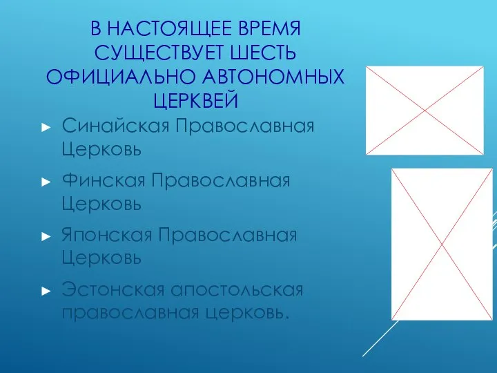 В НАСТОЯЩЕЕ ВРЕМЯ СУЩЕСТВУЕТ ШЕСТЬ ОФИЦИАЛЬНО АВТОНОМНЫХ ЦЕРКВЕЙ Синайская Православная Церковь Финская