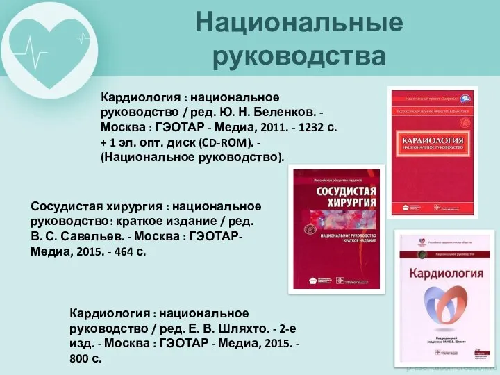 Национальные руководства Кардиология : национальное руководство / ред. Ю. Н. Беленков. -