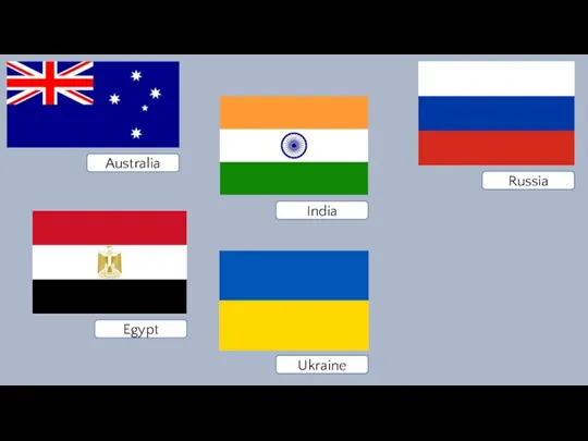 Australia Ukraine Egypt Russia India