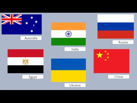 Australia Ukraine China Egypt Russia India