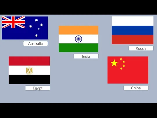 Australia China Egypt Russia India