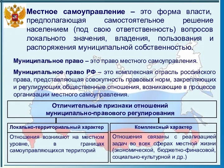 Местное самоуправление – это форма власти, предполагающая самостоятельное решение населением (под свою