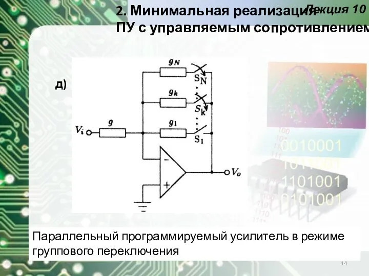 Лекция 10 Параллельный программируемый усилитель в режиме группового переключения 2. Минимальная реализация