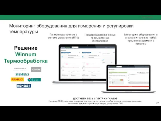 Мониторинг оборудования для измерения и регулировки температуры Решение Winnum Термообработка Прямое подключение