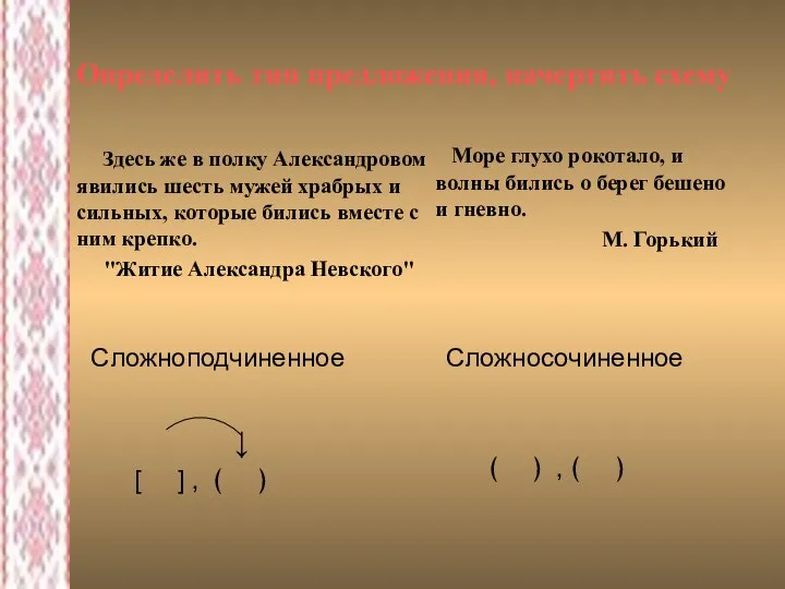 Определить тип предложения, начертить схему Здесь же в полку Александровом явились шесть