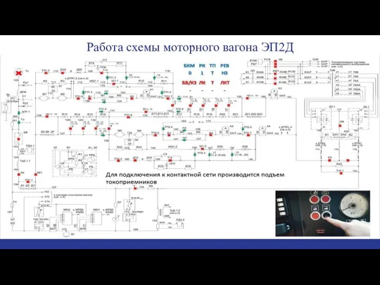 Работа схемы моторного вагона ЭП2Д