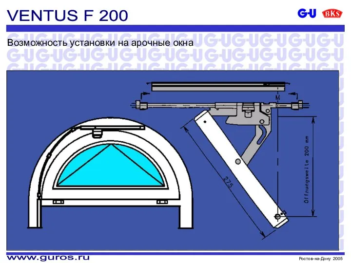 VENTUS F 200 Возможность установки на арочные окна