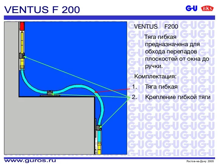 VENTUS F200 Тяга гибкая предназначена для обхода перепадов плоскостей от окна до