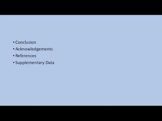 Conclusion Acknowledgements References Supplementary Data