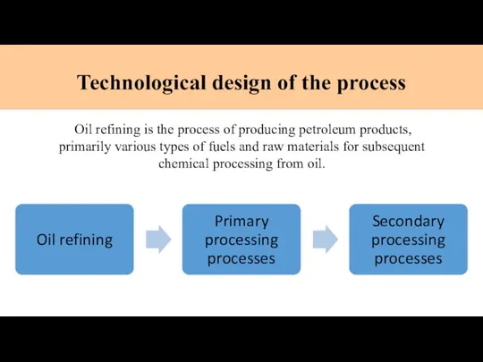 Technological design of the process Oil refining is the process of producing