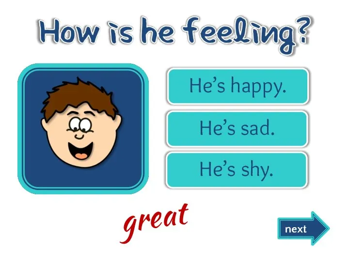 He’s happy. He’s sad. He’s shy. next great