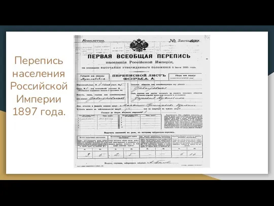 Перепись населения Российской Империи 1897 года.