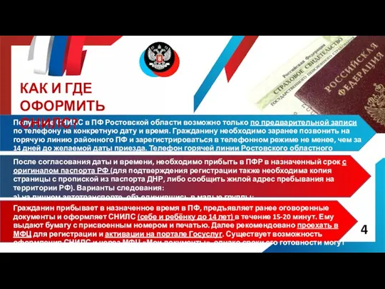 Получение СНИЛС в ПФ Ростовской области возможно только по предварительной записи по