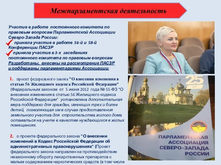 Участие в работе постоянного комитета по правовым вопросам Парламентской Ассоциации Северо-Запада России: