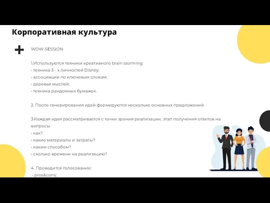 WOW-SESSION 1.Используются техники креативного brain storming: • техника 3 - х личностей