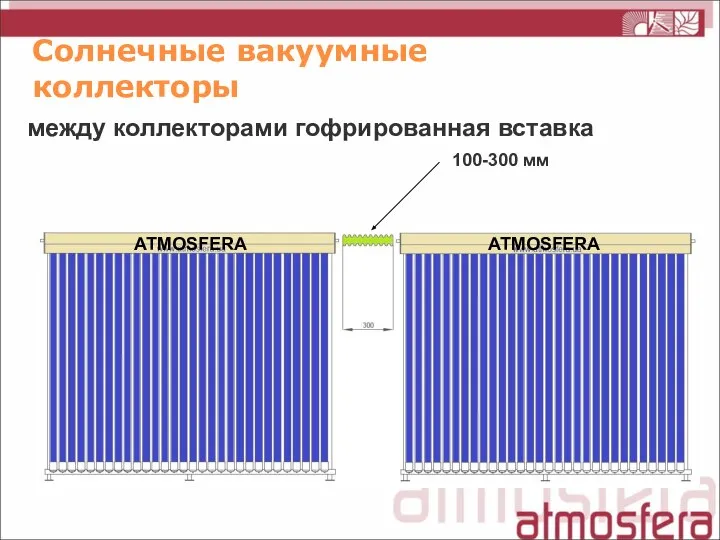 Солнечные вакуумные коллекторы между коллекторами гофрированная вставка 100-300 мм ATMOSFERA ATMOSFERA