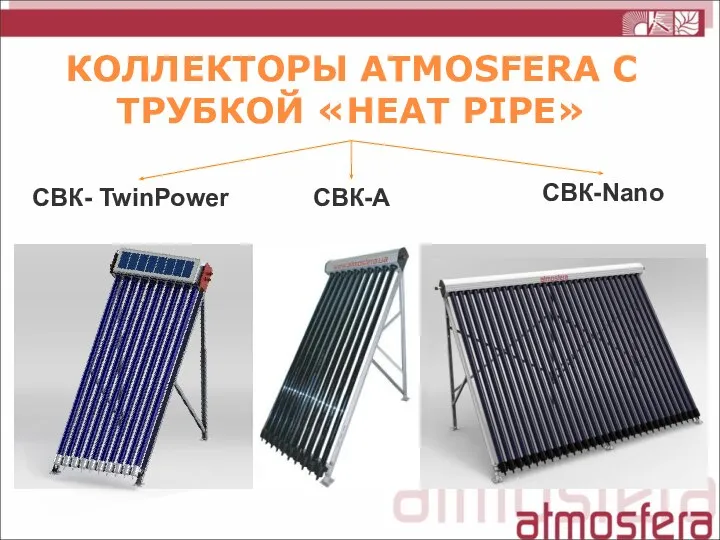 СВК- TwinPower СВК-A СВК-Nano КОЛЛЕКТОРЫ ATMOSFERA С ТРУБКОЙ «HEAT PIPE»