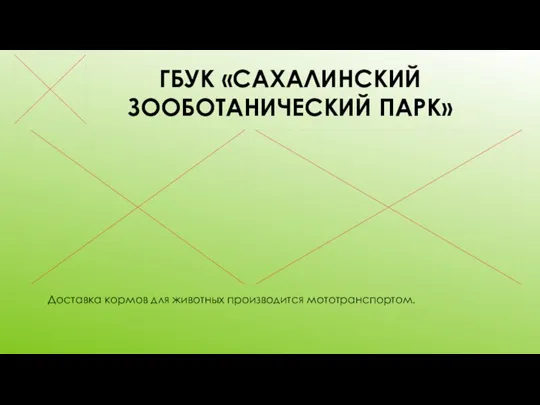 ГБУК «САХАЛИНСКИЙ ЗООБОТАНИЧЕСКИЙ ПАРК» Доставка кормов для животных производится мототранспортом.