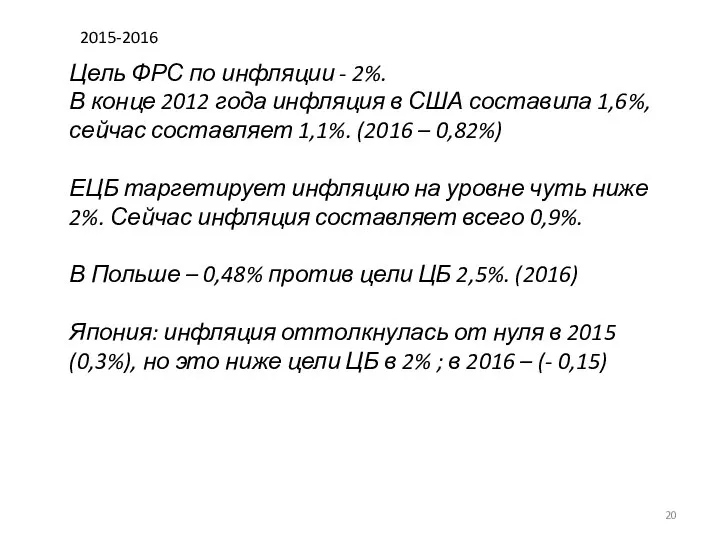 Цель ФРС по инфляции - 2%. В конце 2012 года инфляция в