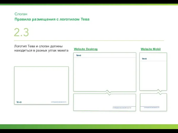 Слоган Правила размещения с логотипом Тева 2.3 Логотип Тева и слоган должны