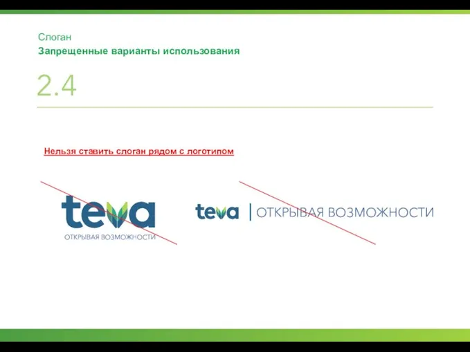 Слоган Запрещенные варианты использования 2.4 Нельзя ставить слоган рядом с логотипом