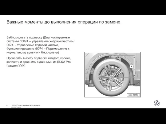 2020 | Отдел технического сервиса Важные моменты до выполнения операции по замене