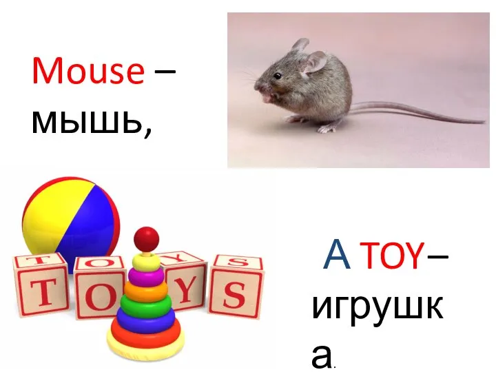 Mouse – мышь, А TOY – игрушка.
