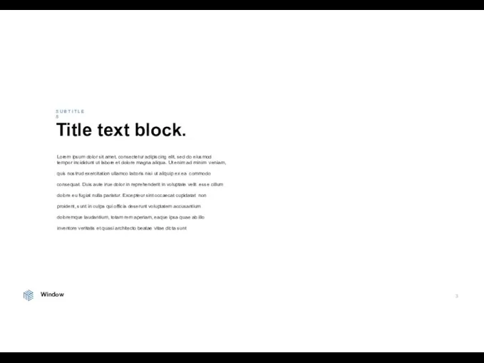 Window 3 Title text block. Lorem ipsum dolor sit amet, consectetur adipiscing