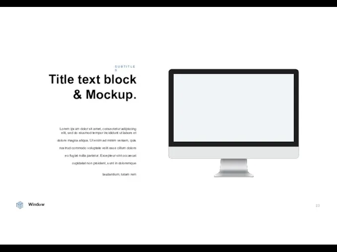 Window 23 Title text block & Mockup. Lorem ipsum dolor sit amet,