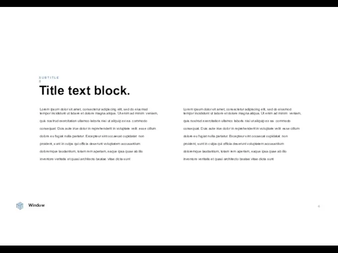 Window 4 Title text block. Lorem ipsum dolor sit amet, consectetur adipiscing