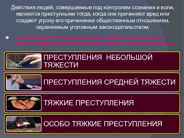 Действия людей, совершаемые под контролем сознания и воли, являются преступными тогда, когда