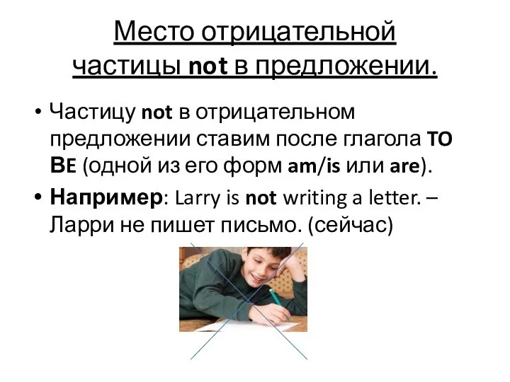 Место отрицательной частицы not в предложении. Частицу not в отрицательном предложении ставим