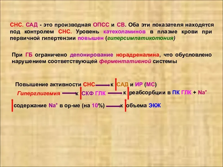 СНС. САД - это производная ОПСС и СВ. Оба эти показателя находятся