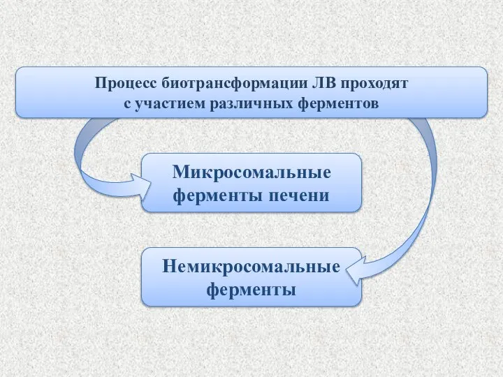 Немикросомальные ферменты Микросомальные ферменты печени Процесс биотрансформации ЛВ проходят с участием различных ферментов