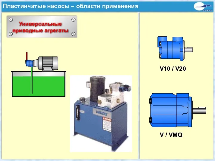 Typische Anwendungen einer Flügelzellenpumpe V10 / V20 V / VMQ Универсальные приводные